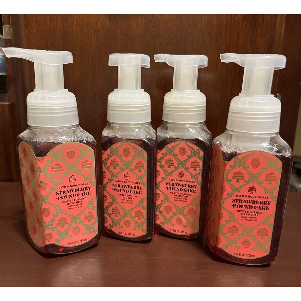 4 Strawberry Pound Cake Gentle Foaming Hand Soap Bath & Body Works 8.75 fl oz